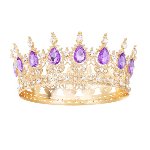 Feltent Purple Crown for Women Crystal Tiara and Queen Crown for Women Wedding Headband for Bride Hair Accessories for Cos...
