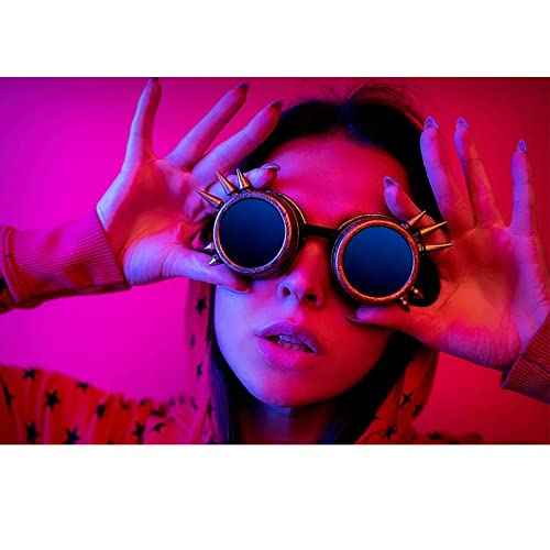Vintage Steampunk Goggles Glasses with Rivet for Men Women Halloween DIY Gothic Cosplay Costume Punk Style Eyewear