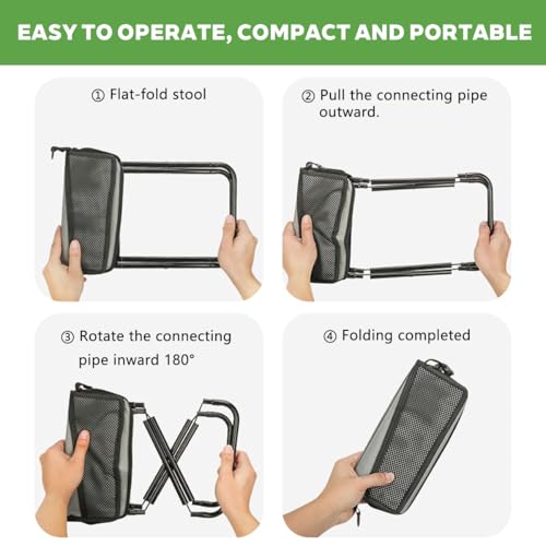 HILIMSE Compact Folding Stool for Adults Design and Portable Backpacking Stool with Handbag Style,Lightweight Mini Chair f...