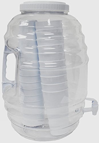 American Made P-03195 Maid Lon Vitrolero Beverage Dispenser with Tumblers Inside, 5 gal, White