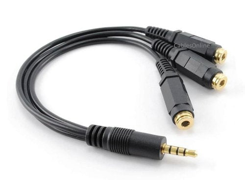 CablesOnline 9-inch 3.5mm (1/8) TRRS 4-Pole/3-Rings Male to 3X Female 3.5mm TRRS 4-Pole/3-Rings Stereo Splitter Audio Cable, Gold-Plated, AV-Y01F4 -Like New
