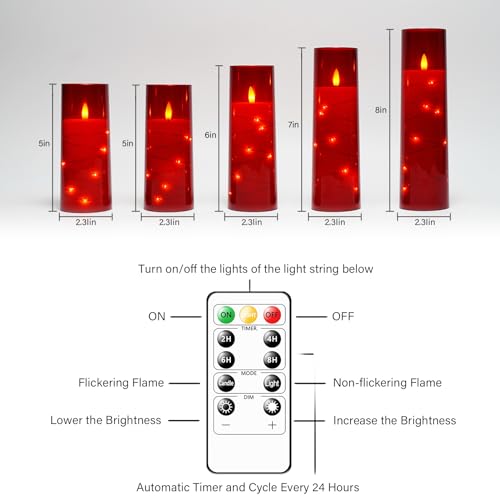 kakoya Flameless LED Candles with Timer 5 Pc Flickering Flameless Candles for Romantic Ambiance and Home Decoration Stable...