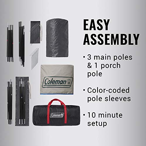 Coleman Cabin Camping Tent with Screened Porch, 4/6 Person Weatherproof Tent with Enclosed Screened Porch Option, Includes...