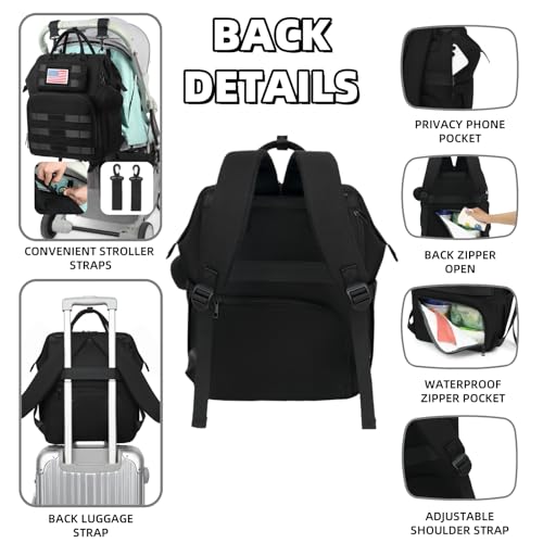 ROSEGIN Diaper Bag Backpack for Dad and Men, Large Travel Baby Bag with Changing Pad, Pacifier Case, Removable Flag Patch...