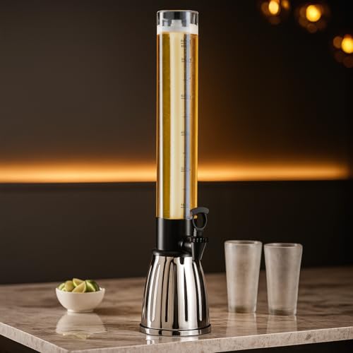 OGGI Beer Tower 88oz - Beverage Dispenser with Spigot & Ice Tube, Margarita Tower, Mimosa Tower, Perfect Drink Dispensers ...