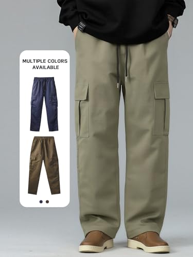 Men's Cargo Pants with Pockets, 1-Pack Straight Leg Workwear Joggers for Casual Outdoor Sports Fashion Trendy