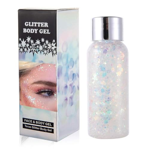GL-Turelifes Mermaid Sequins Chunky Glitter Liquid Eyeshadow Glitter Body Gel Festival Glitter Cosmetic Face Hair Nails Ma...
