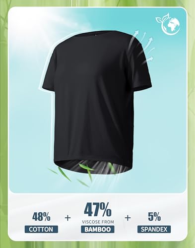 Pioneer Camp Women's Bamboo Viscose Short Sleeve Shirt Neck Loose Fit Workout T-Shirt Gym Athletic Casual Tops