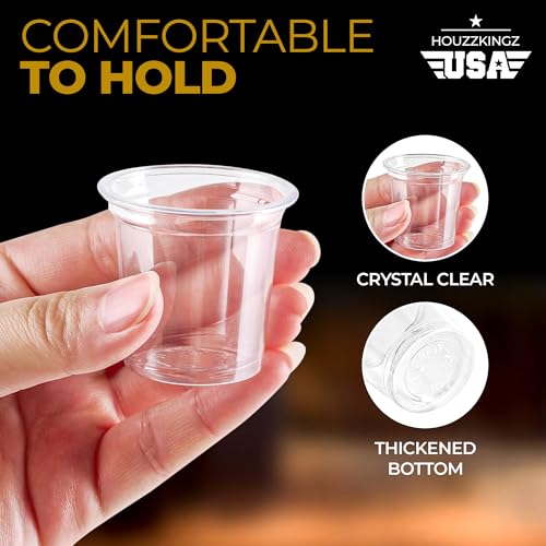 Plastic Shot Glasses Disposable 1.25 Oz – 250 Clear Plastic Shot Glass Cups Bulk for Liquors, Wine Tasting, Jello, Tequil...