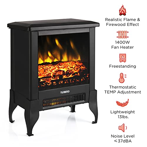 TURBRO Suburbs TS17 Compact Electric Fireplace Stove, 18” Freestanding Stove Heater with Realistic Flame - CSA Certified -...