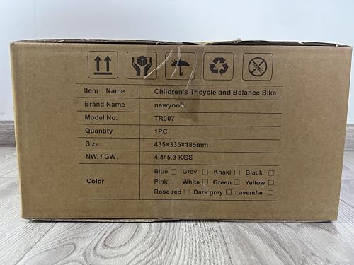 newyoo Toddler Tricycle with Push Handle for 1-3 Year Old, Toddler Bike, Birthday Gift and Toy for Boys and Girls, 5 in 1 Kids Trike, Balance Bike with Backrest and Safety Belt, Khaki, TR007
