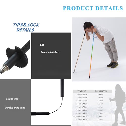 OKHEALING Trekking Poles Ultralight Carbon Fiber Folding Trekking Poles Set of 2, Hiking Poles with Moisture Wicking Handl...