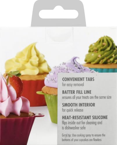 OXO Good Grips Silicone Baking Cups, Pack of 12, Reusable, BPA-Free, Dishwasher Safe, Non-Stick, Food Grade, Cupcake Cups, Muffin Cups, Cupcake Liners, Muffin Liners