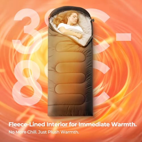 FARLAND Sleeping Bag for Adults, Cold Weather & Warm Plush Fleece-Lined Interior - Portable Waterproof Windproof with Comp...