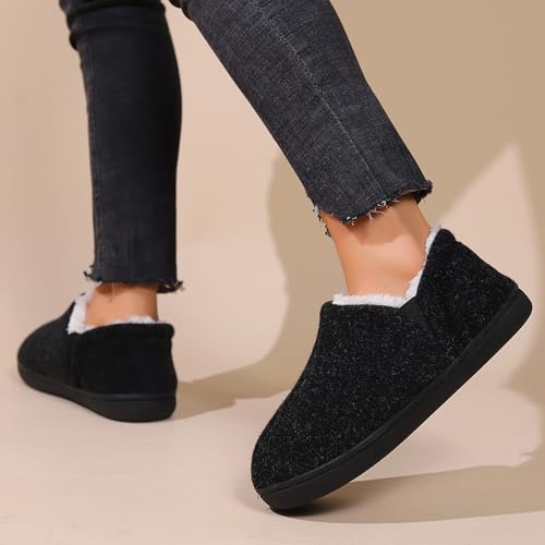Women's Memory Foam House Slippers Ladies Warm Closed Back House Shoes with Non-Slip Outdoor Rubber Sole