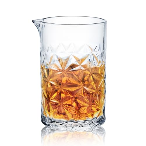 KITESSENSU Cocktail Mixing Glass 24oz 710ml - Crystal Bartender Accessories Glass Beaker to Mix & Stir Cocktails - Thick a...