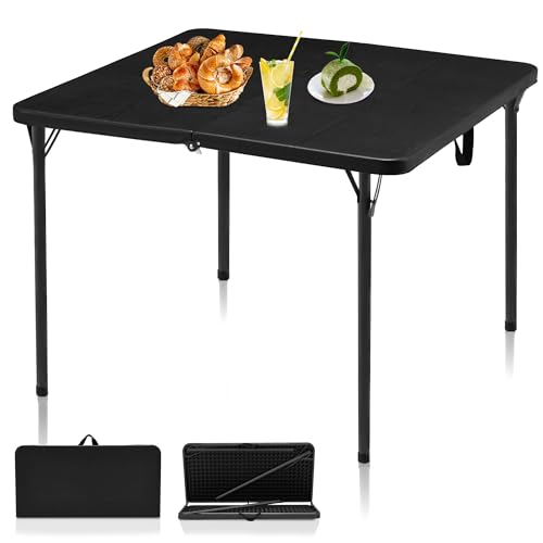 Kasunpul 34" Folding Table, Portable Square Folding Card Table with Collapsible Legs & Carrying Handle, Plastic Tables for...