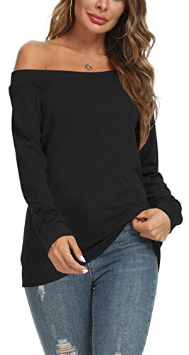 YSYOKOW Womens Cute Sexy Off Shoulder Blouses Long Sleeve Boat Neck Tunics Tops