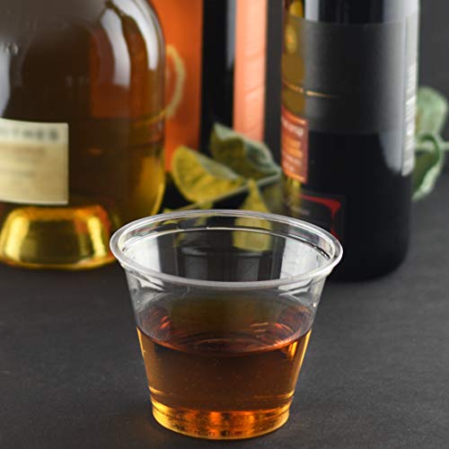 NYHI 100 Pack 9 oz Clear Plastic Cups Disposable Cocktail Bulk Wine Cups for Drinks Punch Champagne Dessert Essential Part...