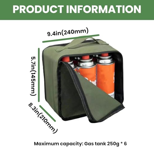 Camping Gas Canister Storage Bag - Portable 16 OZ Gas Cylinder Holder, Portable Propane Tank Carry Case, Grey