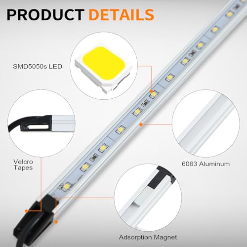 12V LED Interior Light Bar Kit Dimmable IP67 Waterproof Camping String Lights, Aluminum Magnetic Mount Exterior Lights,Por...