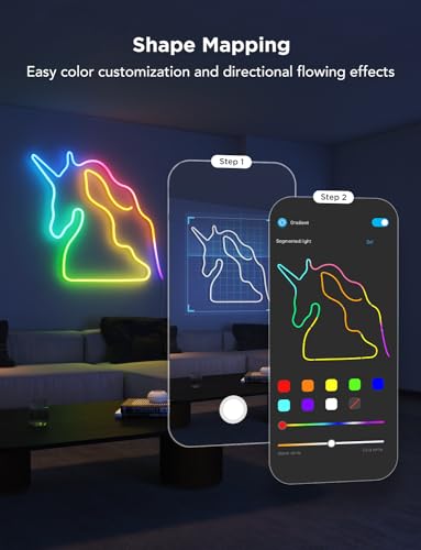 Govee RGBIC Neon Lights, LED Smart Neon Rope Light 2 Works with Matter, Alexa, Google Assistant, Custom DIY Neon Strip Lig...
