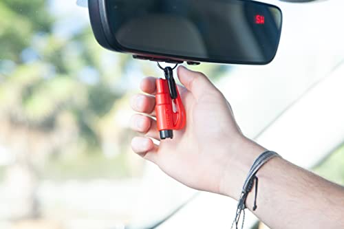 resqme,The Original Emergency Keychain Car Escape Tool, 2-in-1 Seatbelt Cutter and Window Breaker, Made in USA, Red - Comp...