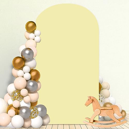 MODFUNS Light Yellow Arch Cover 7.2ft Spandex Arch Backdrop Cover Fitted Arch Stand Covers Stretchy Backdrop Covers Balloo...