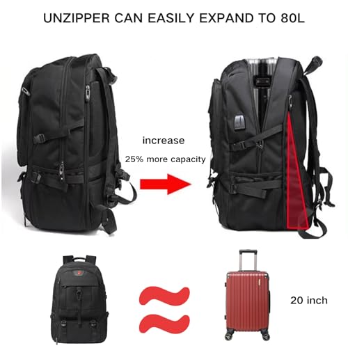 KEQIKAI Travel Backpack 50L, 17 Inch Laptop Backpack for Men Women, Large Waterproof Carry On Backpack, TSA Friendly Fligh...