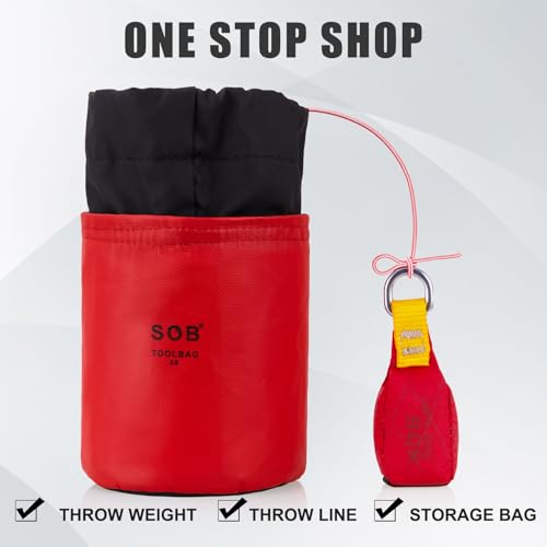 SOB Arborist Throw Line Kit with Slick Rope 197FT, Throw Weight, Reflective Storage Bag, Suit for Tree Cutting,Camping, Tr...