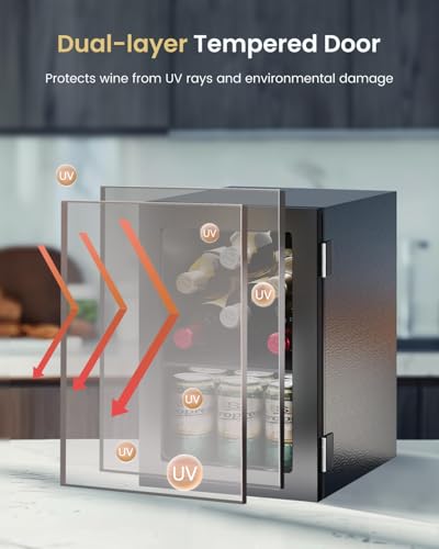 Feelfunn 24 Cans Beverage Refrigerator Cooler - Mini Fridge with Digital Temperature Control, Soda Wine Beer Drink Fridge...