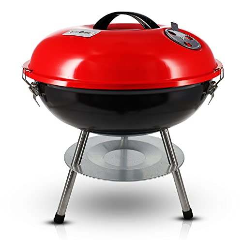 Gas One – 14-inch Portable Barbecue Grill with 3-Point Locking Lid for Heat Preservation – Dual Venting System – Small Cha...