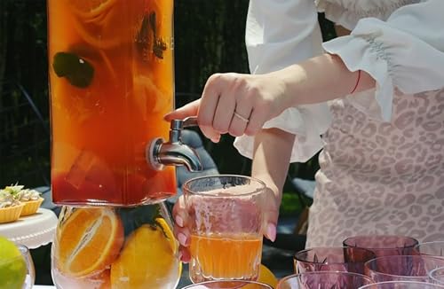 Kook Drink Dispenser, 80 oz, Water Dispenser Countertop, Glass Drink Dispenser, Beverage dispenser, with Leak-Proof Spigo...