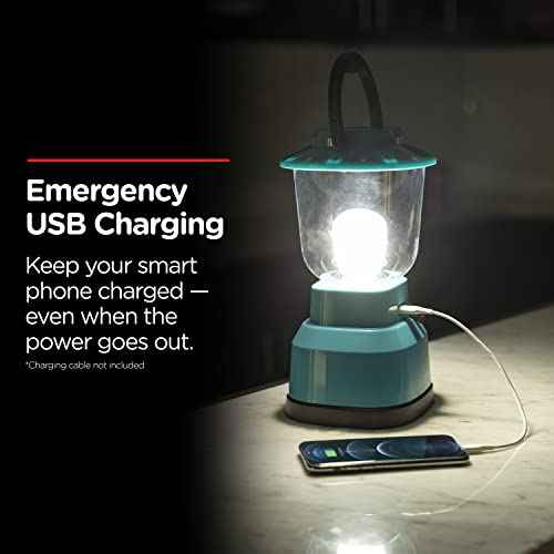Enbrighten LED Large Camping Lantern, Battery Powered, USB Charging, 800 Lumens, 200 Hour Runtime, Carabiner Handle, Hiking Gear, Emergency Light, Blackout, Storm, Hurricane