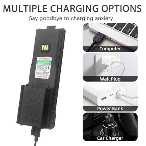 BAOFENG AR-5RM Battery,6800mAh High Capacity 5RM Extended Rechargeable Battery USB-C Charging 7.4V UV-5RM UV-5RH PRO GM-5RH UV-5G Plus GMRS 5RM Series Two-Way Radio (2 Pack+USB-c Charging Cable)