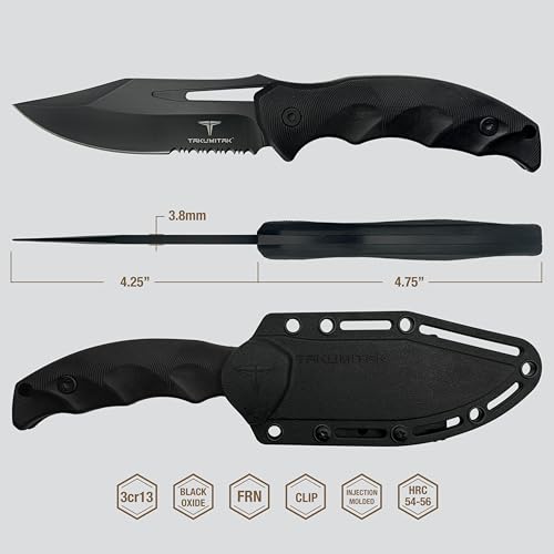 TAKUMITAK Hunting Survival Knife 9" Full Tang Fixed Blade Knives Camping Gear with Extra Set of FRN Handle Scales, MOLLE C...