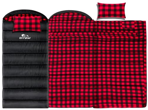 ORRSTAR Sleeping Bag Cold Weather Sleeping Bags for Adults 0 Degree Sleeping Bag with Pillow Extra Large Flannel Big and T...
