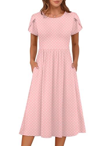 ANRABESS Women's Summer Short Sleeve A-Line Midi Dresses Casual Floral T-Shirt Dresses Flowy Beach Sundress with Pockets