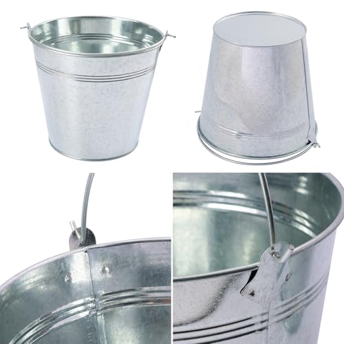 Biugaaufai 12 Pack 7 Inch Galvanized Metal Buckets with Handles, Rustic Metal Ice Buckets for Party Decor, Wedding Favors,...