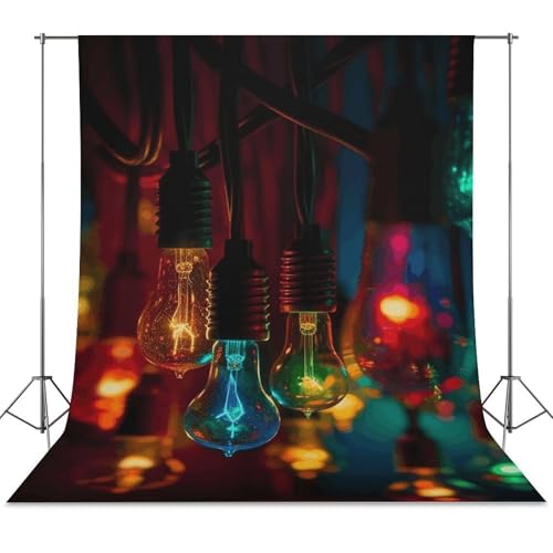 Colored Light Bulbs Backdrop Background for Photography High Density Polyester Fabric Background Banner Seamless Photo Boo...