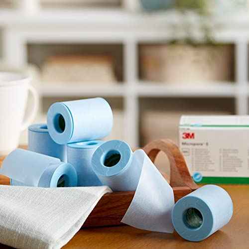 3M Micropore Medical Tape, Non-Sterile, Silicone, Blue, 2 in x 5 1/2 yds, 6 Rolls, 1 Pack