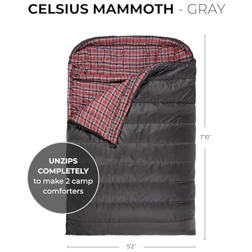 Teton Mammoth Queen Size Double Sleeping Bag- A Warm Bag The Whole Family can Enjoy – Great for Camping, Hunting and Base ...