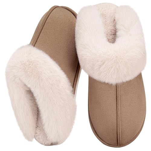 Metog Women's House Slippers Fluffy Soft Warm Slip On Bedroom Shoes Anti-Skid Cozy Plush for Indoor Outdoor