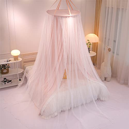 VETHIN Double Layer Princess Round Dome Canopy Bed Curtain for Girls Adults,Children Dreamy Mosquito Net,Cute Bedroom Deco...
