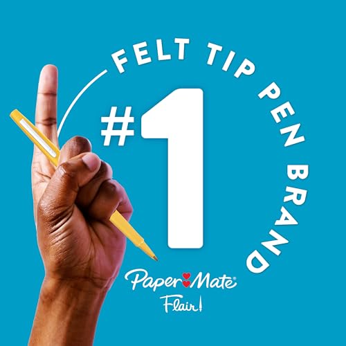 Paper Mate Felt Tip Pens, Flair Marker Pens, Medium Point, Assorted, 24 Count - Home, Office, Back to School, Teacher Supp...