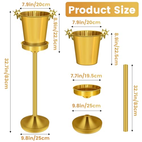 ExGizmo Ice Bucket with Stand,Gold Stainless Steel Champagne Ice Bucket,Deer Head Handle Wine Chiller Bucket for Christmas...