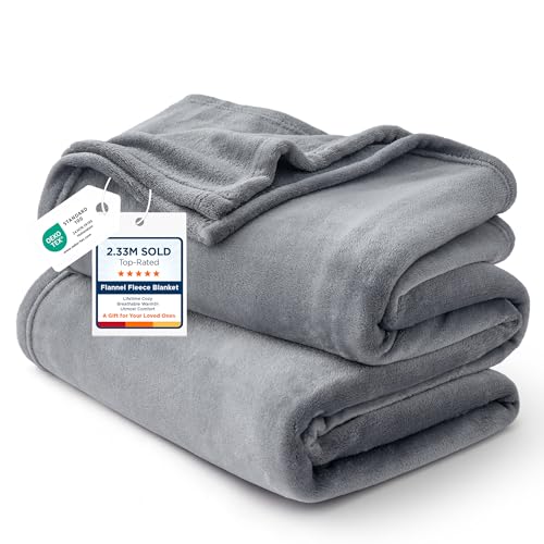 Bedsure GentleSoft Fleece Bed Blankets Queen Size Grey - Soft Warm Winter Blanket Lightweight Cozy Luxury Microfiber, Room...
