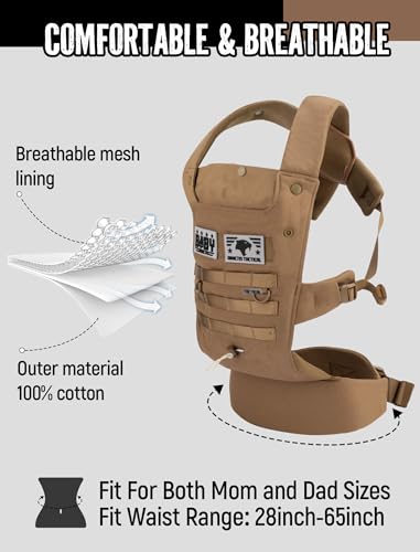 Ergonomic Lumbar Support Baby Carrier for Infants to Toddlers (8-33 lbs), Cozy and Lightweight Military Baby Carrier for B...
