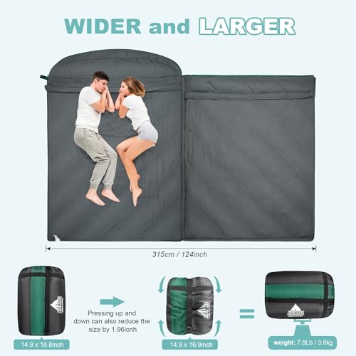 AGEMORE Sleeping Bag for Adults, Single and Double Size, Lightweight Waterproof XXL Sleeping Bag for Adults Kids Couples C...
