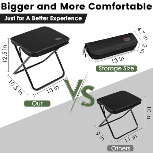 MOONCY Portable Stool, 13 Inch Small Folding Stool for Adults, Ultralight Black Camping Stools for Hiking and Fishing, Hol...